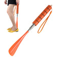 Chave de Sapato de Metal Genérico com Cabo Longo Ajustável de Aço Inoxidável Ferramenta Auxiliar para Homens Mulheres Meninos Meninas 1 Laranja